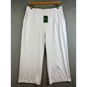 New Halara White Wide Leg Pleated Athleisure Pants  XL High Rise Stretch Pockets